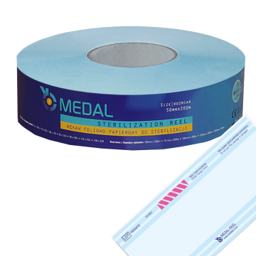 MEDAL Rokav za parno sterilizacijo STEAM 55 mm x 200 m ploščat papir-folija 1 rola