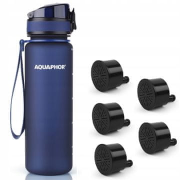 Aquaphor City filtrirna steklenica 500 ml + 5 filtrov, temno modra
