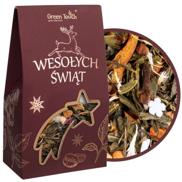 Zeleni čaj CHRISTMAS JOY v škatli z ingverjem, granatnim jabolkom in klinčki 40 g