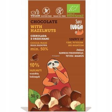 Super Fudgio Čokolada z lešniki Organic 50 g
