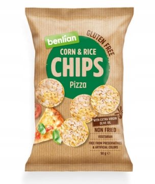 Benlian Koruzni in riževi čips - pica 50g