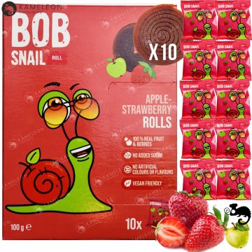 Bob Snail Sadni prigrizek BREZ SLADKORJA JABOLKO JAGODA 100G