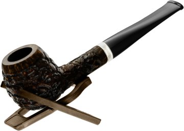 BRÓG 101 FAVORITE pipa, črni briar, nažlebljena, rustikalna, s stojalom