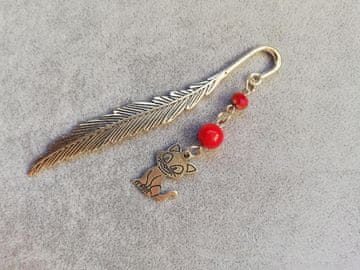BOOKMARK MAČKA KITTIE RDEČI ŽADET
