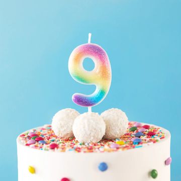 PartyPal Svečka za torto številka 9 Devet Rainbow Nine z BLEŠČICAMI
