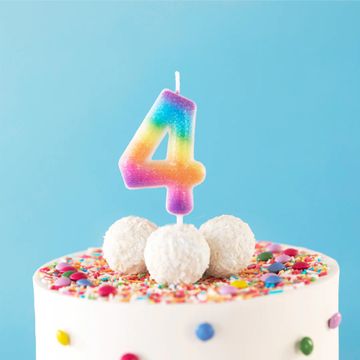 PartyPal Svečka za torto številka 4 Štiri Mavrična Štiri z BLEŠČICAMI