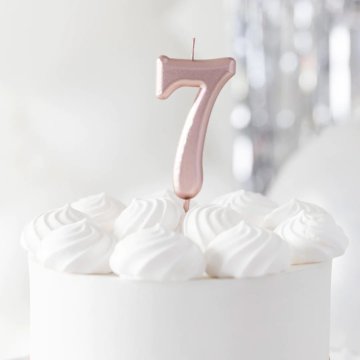 PartyPal Svečka za torto številka 7 Seven Rose Gold Pink