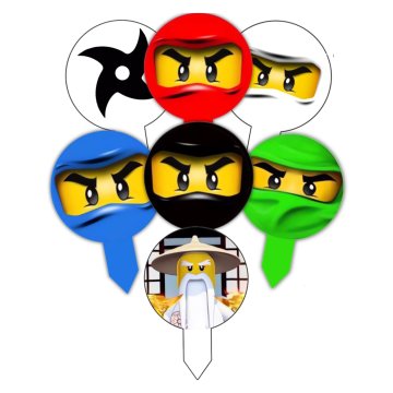 Ninjago okraski za kolačke z oblati, 14 kosov