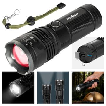 Rebel Polnilna aluminijasta LED svetilka 20W IP65 ZOOM 2000 lm USB-C