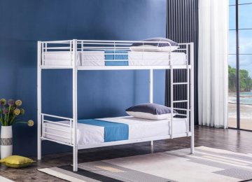 It Kovinska pogradna postelja 90x200 bela z okvirjem in lestvijo Furnitex