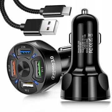 HITR AVTO POLNILEC 4xUSB QC 3.0 + KABEL