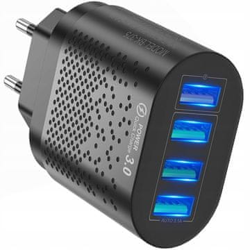 HITRO POLNILNI ŠTEVILNIK 3.0 4x USB 48W la15_ČRNA