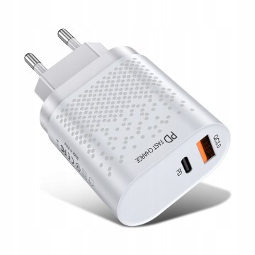 HITRO POLNJENJE 3.0 ZMOGLJIV STENSKI POLNILEC USB + PD 20W la16_BELA