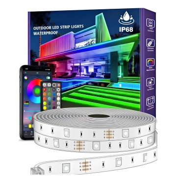 30 m RGB LED trak, vodoodporen, zunanji, z daljinskim upravljalnikom in Bluetooth upravljanjem