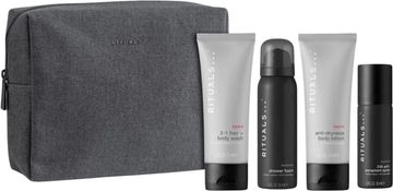 Rituals Komplet kozmetike za nego The Ritual of Homme: Kozmetična torbica + Gel-pena za prhanje 50 ml + Antiperspirant 50 ml + Gel za prhanje 70 ml + Balzam za telo 70 ml (8719134183610)