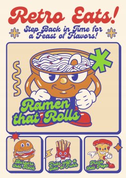 Plakat 21x30 cm Juha z rezanci ramen Retro A4