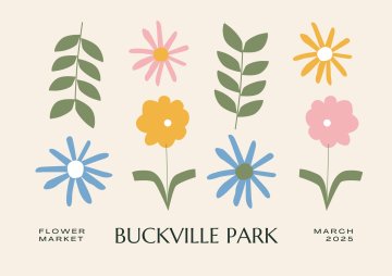 Plakat Buckville Park A4 20x31 cm Retro cvetje Cvetlična tržnica