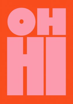 PLAKAT OH HI roza in rdeč napis v retro pop art slogu A4 21x30 cm