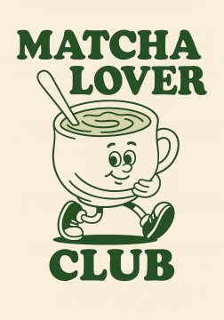 Dekoracija PLAKAT KLUBA LJUBITELJEV MATCHA za ljubitelje zelenega čaja 30x40 cm