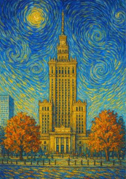 Plakat 50x70 cm Varšava Van Gogh Palača kulture in znanosti