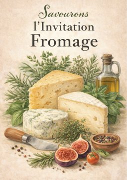 Plakat 30x40 cm za kuhinjo Siri Fromage v starinskem francoskem slogu, ilustracija