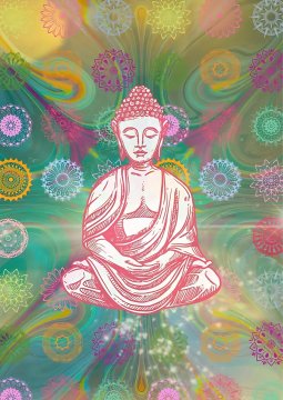 Plakat 50x70 cm joga meditacija zen narava čuječnost buda psihedelično