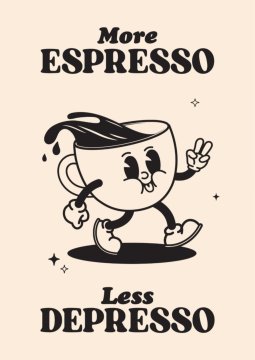 Plakat 30x40 cm za kuhinjo More Espresso Less Depresso