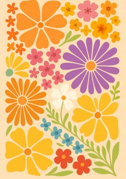 Plakat 30x40 cm barvito cvetje retro vintage rastlinska dekoracija