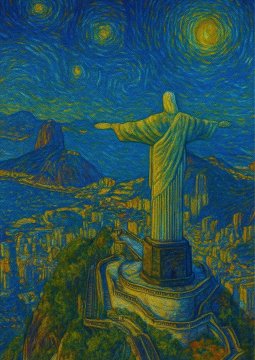 Plakat Rio de Janeira v slogu Van Gogha 30x40 cm