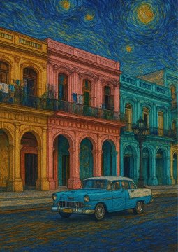 Poster Havana Havana v slogu Van Gogha 50x70 cm