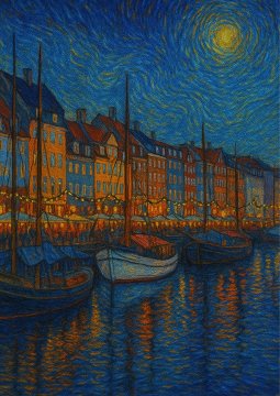 Poster København v slogu Van Gogha 30x40 cm