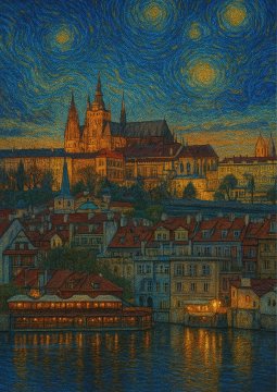 Praški plakat v stilu Van Gogha 30x40 cm