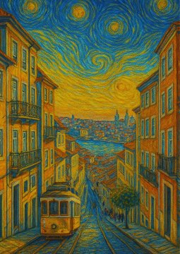 Lizbonski plakat v slogu Van Gogha 30x40 cm