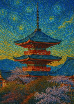 Kjoto Kjotski plakat v slogu Van Gogha 30x40 cm