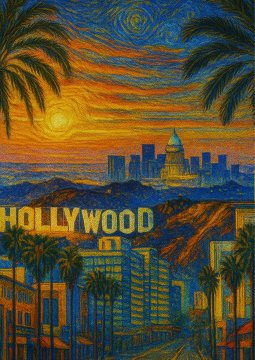 Plakat Los Angeles v slogu Van Gogha 50x70 cm Hollywood