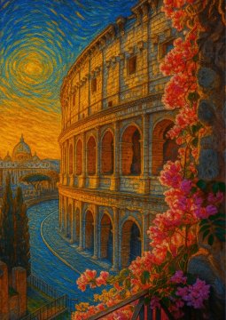 Plakat Rim v slogu Van Gogha 30x40 cm