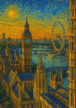 Londonski plakat v slogu Van Gogha 30x40 cm
