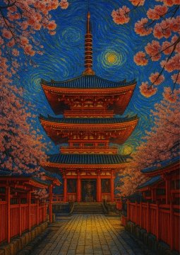 Tokijski plakat v stilu Van Gogha 50x70 cm