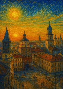 Poster Lublin v slogu Van Gogha 30x40 cm