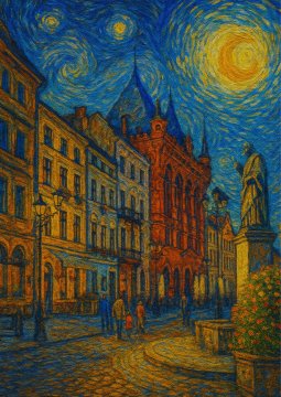 Toruński plakat v stilu Van Gogha 50x70 cm
