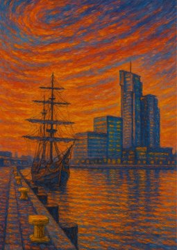 Plakat 50x70 cm Gdynia v slogu impresionizma Van Gogha