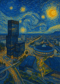 Plakat 30x40 cm Katowice v slogu Van Gogha