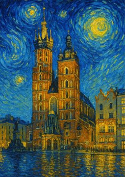 Plakat 30x40 cm Krakow v slogu Van Gogha