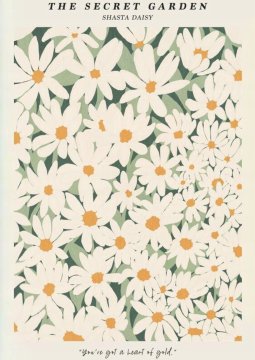 Poster A4 (21×30 cm) Skrivni vrt - marjetice, botanični retro