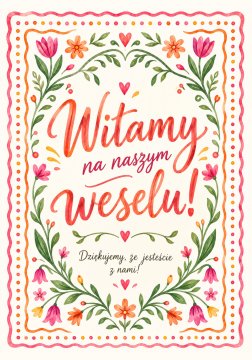 Poročni plakat 50x70 cm Dobrodošli na naši poročni cvetlični prodajalni strani