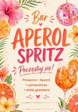 Plakat 21x30 cm Bar Aperol Spritz poročna in zabavna dekoracija A4