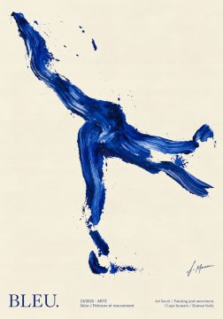 Plakat 30x40 cm BLEU abstraktna figura v gibanju moder minimalizem