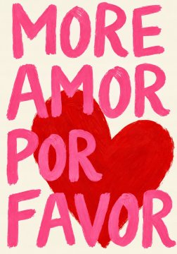 Poster 50x70 cm Več Amor Por Favor roza rdeče srce ljubezen