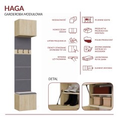 Garderobni obešalnik HAGA 1W SONOMA HRAST