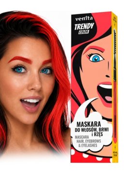 Venita Trendy 34 maskara 3 v 1 za lase, obrvi in trepalnice svetlo rdeča